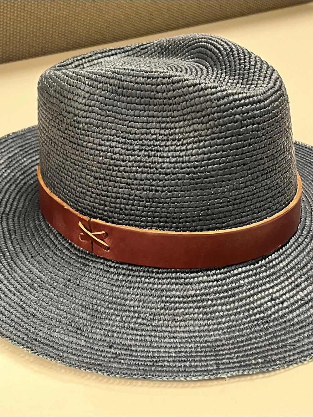 Nataliya Nova Luxury Wide-Brim Woven Straw Luisa Hat - Navy w/ bands